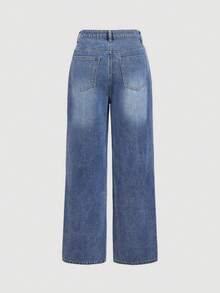 Sweetra Women's Jeans, All-Season Embroidered Sweet Casual Straight-Leg Denim Pants, Suitable For Daily Commute, Travel, Versatile Jeans - Light Wash - View 3