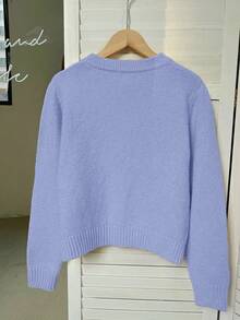 Franclia Women's Simple Versatile Elegant Solid Color Long Sleeve Cardigan - Blue - View 2