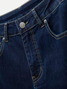 Nöista Straight,Leg Dark Blue Jeans-Basic,Durable,Versatile,Suitable Various Body,Everyday Wear Casual, Indispensable Wardrobe Staple Seasons,Fall Winter - Medium Wash - View 9