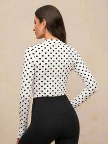 Activina Women's Versatile Fashion Polka Dot Print Zipper Long Sleeve Sports Jacket - Multicolor - View 2