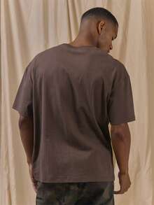 Musero Oversized Front Graphic Print Tshirt Spring Summer Essnetials - Brown - View 4