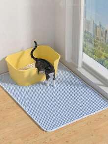 1pc Eva Double Layer Integrated Single Opening Washable Cat Litter Catching Mat For Indoor Cats Pet Supplies - Blue - View 10