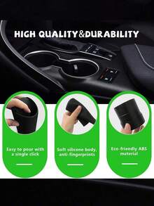 1pc Black/White Car Mini Trash Can, Car Silicone Garbage Can, Silent And Easy To Clean - Multicolor - View 6