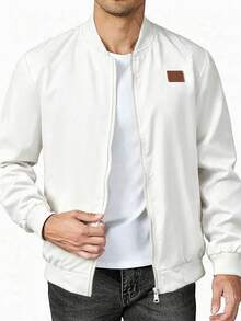 Manfinity Homme Men's Casual Versatile Jacket For Spring And Autumn - White - View 3