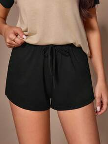 Lazeform Women's Casual Colorblock Open Front V-Neck Button Decor Short Sleeve Shorts Pajama Set - Multicolor - View 6
