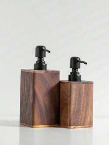 Leean Vintage Wooden Soap Dispenser, Solid Wood Outer Frame Bottle With Black Pump, 7 Oz/17 Oz Refillable Liquid Hand Soap Dispenser Bottle For Liquid Lotion, Bathroom Kitchen Dish Soap Dispensers - Rust Brown - View 5