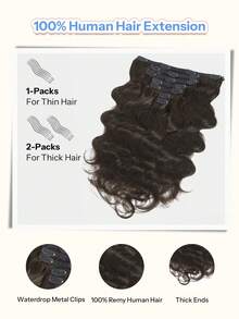 7Pcs Wavy Clip In Hair Extensions Real Human Hair Body Wave Hair Extensions For Women Natural Human Hair Extensions Clip Ins - S2 - View 4