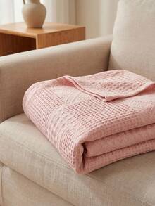 1pc Soft & Comfortable New Waffle Gauze Blanket, Skin-Friendly, Solid Color, Suitable For Bed, Sofa, Pillow - Perfect For Relaxation And Snuggling - Quietly Weaving Words On Bean Yarn - View 4