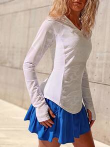 WanderVale Women's Camouflage V-Neck Raglan Long Sleeve Outdoor T-Shirt - White - View 3