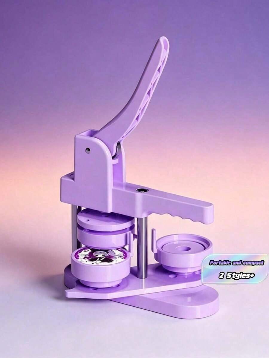 Button Maker Machine 58mm - (3rd Gen) No-Installation 58mm (2.25in) Diy Pin Badge Button Maker Press Machine Badge Punch Press With Free 100pcs Button Parts & Pictures & Circle Cutter - Purple - View 1