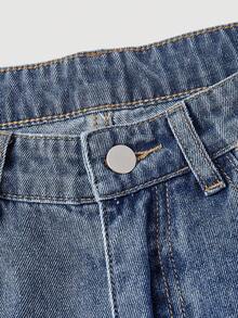 Sweetra Women's Jeans, All-Season Embroidered Sweet Casual Straight-Leg Denim Pants, Suitable For Daily Commute, Travel, Versatile Jeans - Light Wash - View 5