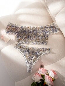 SHEIN 女款花卉無鋼圈舒適內衣套裝 2件組 - 彩色 - 查看 2