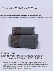 1pc/2pcs Luxury Classic Interlocking Pattern Towels With Gold Thread Embroidery, Soft, Water-Absorbent, Lint-Free, Thin Design, Couple Household Towels For Bathing And Face Washing, Bathroom Decor Towels - Grey - View 3