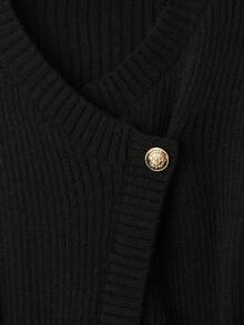 GlowEve Women's Solid Color Casual Versatile Daily Wear Long Sleeve Cardigan - Black - View 4