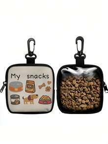 1 Pack Portable Polyester Dog Training Treat Bag With Zipper Closure, Colorful Pet Snack Pouch With Single-Sided Printing & One Transparent Side, Pet Accessory For Outdoor Activities & Dog Walking - Multicolor - View 9