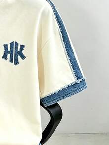 小男孩時尚圓領短袖T恤與短褲套裝，2件套服裝，字母圖案設計，度假風，適合假期派對，春/夏/秋季，休閒舒適，男孩夏季穿著首選，時尚休閒套裝，春/夏/秋季街頭風，休閒外出穿著 - 彩色 - 查看 5