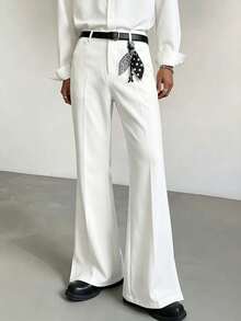 Manfinity Hypemode Pantalones largos casuales de unicolor versátiles para uso diario y viajes para hombres de talla grande - Blanco - Ver 3