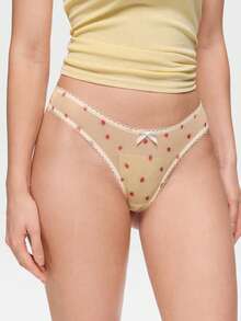 Bonmuse 5 Pack Women's Solid & Fruit, Leopard, Bow Decor Comfortable Thong Underwear - Multicolor - View 4