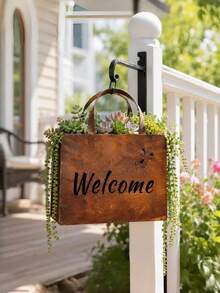 Outdoor Retro Rust Handbag Shaped Iron Flowerpot Hello/Welcome Butterfly Hollow Design Courtyard Terrace Gardening Decorative Flower Box B&B Garden Landscaping Creative Planting Container - multicolor - View 9
