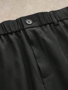 Courvante 大尺碼男士休閒純色西裝長褲，度假、父親節禮物、高爾夫、商務通勤、秋季 - 黑色 - 查看 5