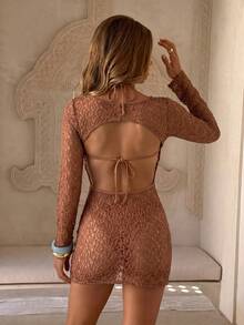 Bonvoyette Women's One-Piece Swimsuit, Sexy Elegant Hollow-Out Textured Fabric Beachwear, Spring/Summer Vacation Swimsuit - Multicolor - View 3