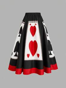 Sweetra Rok Kasual Wanita Ukuran Plus Warna Gelap untuk Liburan Halloween Musim Gugur - MultiWarna - View 2