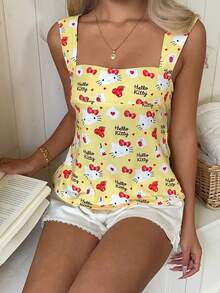 CovetEZ HELLO KITTY AND FRIENDS | SHEIN 女款 IP 聯名印花背心，適合外出、街頭穿搭、居家穿著，可愛時尚 - 彩色 - 查看 7