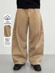 DAZY Khaki Color Curved Hem Men's Pants - Khaki - View 1