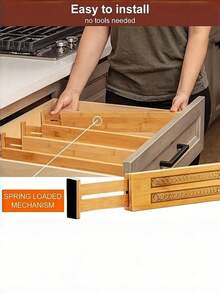 1/2/4 PCS Adjustable Expandable Spring Loaded Drawer Dividers Organizers Non Slip Sturdy Durable Easy Install No Tools Needed For Kitchen Bathroom Bedroom Office Desk Vanity Home Storage Space Saving Organization - Multicolor - View 7