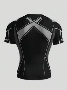 GymBeat Men's Geometric Print Raglan Short Sleeve Sports T-Shirt - Multicolor - View 2