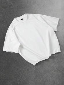 STYNVO Plus Size Men's Solid Color Crew Neck Short Sleeve Casual Loose Fit T-Shirt - White - View 1
