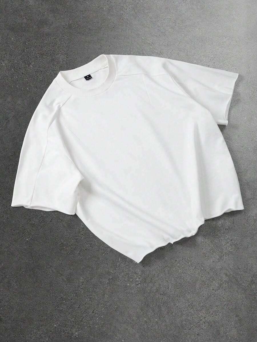 STYNVO Plus Size Men's Solid Color Crew Neck Short Sleeve Casual Loose Fit T-Shirt - White - View 1