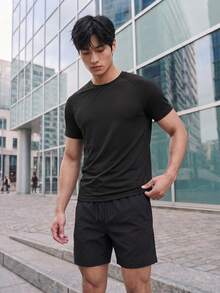 TekDrob Anti-Odor T-Shirt With Regular Fit And Raglan Short Sleeves - Black - View 7