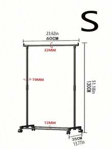 1pc Mobile Standing Coat Rack With Wheels, Indoor Home Bedroom Laundry Clothes Drying Hanger Rack, Adjustable Single/Double Rod, Suitable For Room, Balcony, Dorm, Living Room - Multicolor - View 7