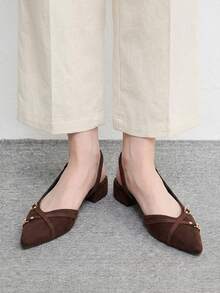 CUCCOO BIZCHIC New Design Pointed Minimalist Commuter Style Stylish Flats, Suitable For Christmas And Spring Wear - Dark coffee brown.. - View 6