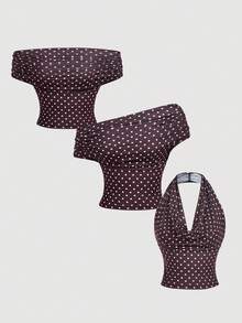 SHEIN MOD 女款百褶多穿搭時尚百搭上衣 3 件組 - 彩色 - 查看 4