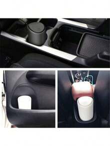 1pc Black/White Car Mini Trash Can, Car Silicone Garbage Can, Silent And Easy To Clean - Multicolor - View 3