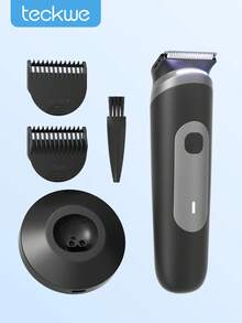 Teckwe Rechargeable Electric Body Hair Trimmer For Men, Waterproof Groin Hair Clipper With Charging Base And Guide Combs - Black - View 1