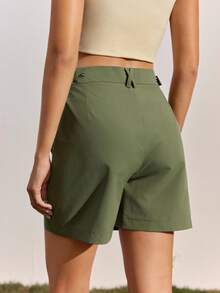 In My Nature Women's Solid Color Casual Versatile Daily Outdoor Shorts - Army Green - View 5
