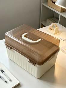 3-Tier Portable White Plastic Storage Box With Handle – Multi-Layer Medicine Organizer & First Aid Kit, Dustproof Household Medical Kit - White - View 9
