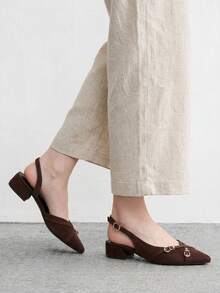 CUCCOO BIZCHIC New Design Pointed Minimalist Commuter Style Stylish Flats, Suitable For Christmas And Spring Wear - Dark coffee brown.. - View 5