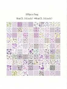 1 Book/100pcs Classic Floral Pattern Paper, 6 Styles, 100 Unique Patterns Options, Suitable For Scrapbook, Journal, Decoration, Memo, Origami, Stationery, Back To School Supplies, A Perfect Small Gift For Back To School - multicolor - View 18