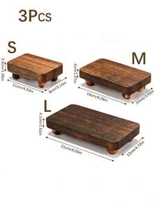 1/3 Packs Brown Wooden Stackable Riser Display Stands, 3 Sizes Farmhouse Kitchen Countertop Storage Tray, No Power Needed, Home Kitchen Decor Organizer, Back To School Must-Have Supplies - multicolor - View 14
