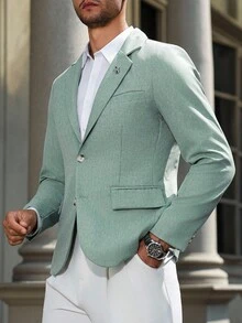 Manfinity Mode Men's Plus Size Fashion Commuter Blazer - Mint Green - View 6