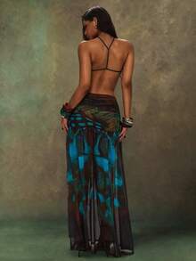 TypaGal Summer Fall  Luxury Balck Luxury Boho Festival Y2K Holiday Ibiza Sexy Going Out Carnival Party Beach Vacation Butterfly Print Women Maxi Dresses - Multicolor - View 2