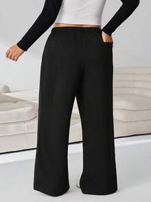 Solflare Pantalones de talla grande de unicolor versátiles y casuales - Negro - Ver 2