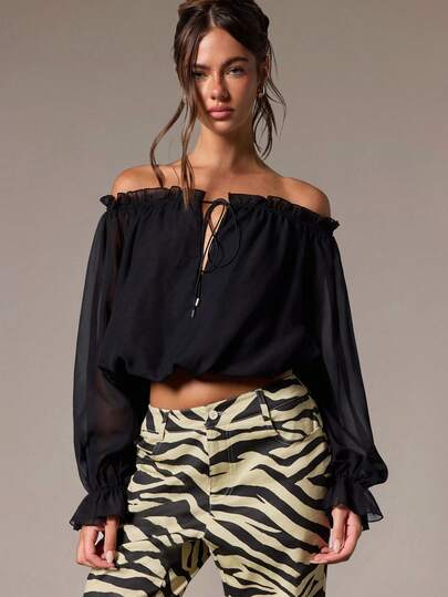 Athîral Flowy Open Front Tie-Up Drop Shoulder Long Sleeve Cover Up, Vacation Style Cover-Up