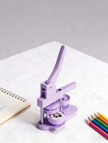 Button Maker Machine 58mm - (3rd Gen) No-Installation 58mm (2.25in) Diy Pin Badge Button Maker Press Machine Badge Punch Press With Free 100pcs Button Parts & Pictures & Circle Cutter - Purple - View 3