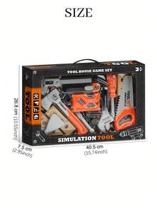 MINKOJA 16Pcs & 17Pcs Simulation Building Tool Set, Role-Playing Hardware Set, Including Drills, Saws, Wrenches, Wooden Blocks And Building Models, Suitable For DIY Assembly Role-Playing Game Toys. - Multicolor - View 5