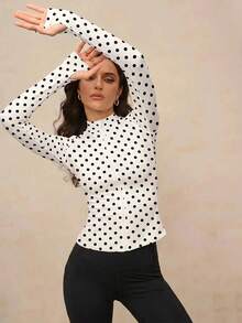 Activina Women's Versatile Fashion Polka Dot Print Zipper Long Sleeve Sports Jacket - Multicolor - View 5